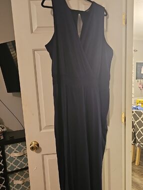 Lane Bryant Navy Sleeveless Jumpsuit with V-Style Bodice